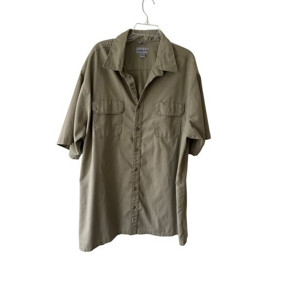 Carhartt Mens Relaxed Fit 3XL Tall Short Sleeve Midweight Work Shirt Tan - Picture 2 of 10